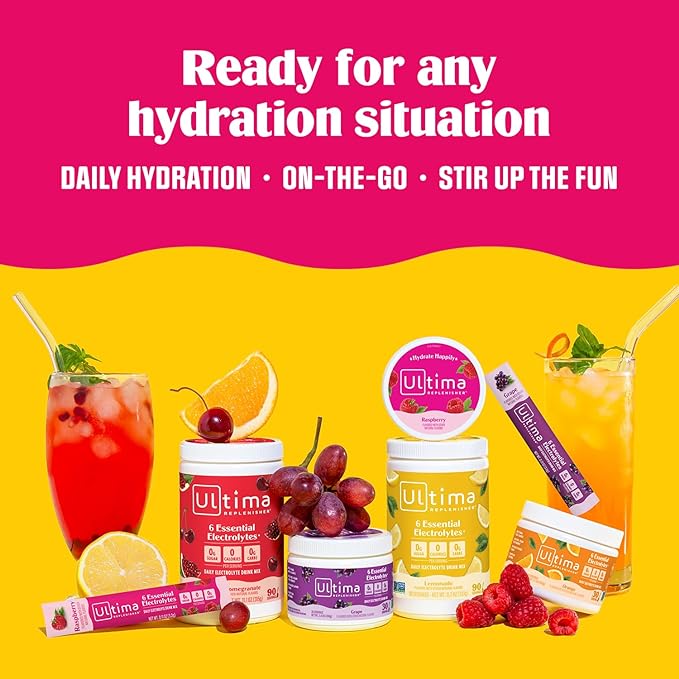 Ultima Replenisher Daily Electrolyte Drink Mix – Grape, 90 Servings – Hydration Powder with 6 Key Electrolytes & Trace Minerals – Keto Friendly, Vegan, Non- GMO & Sugar-Free Electrolyte Powder