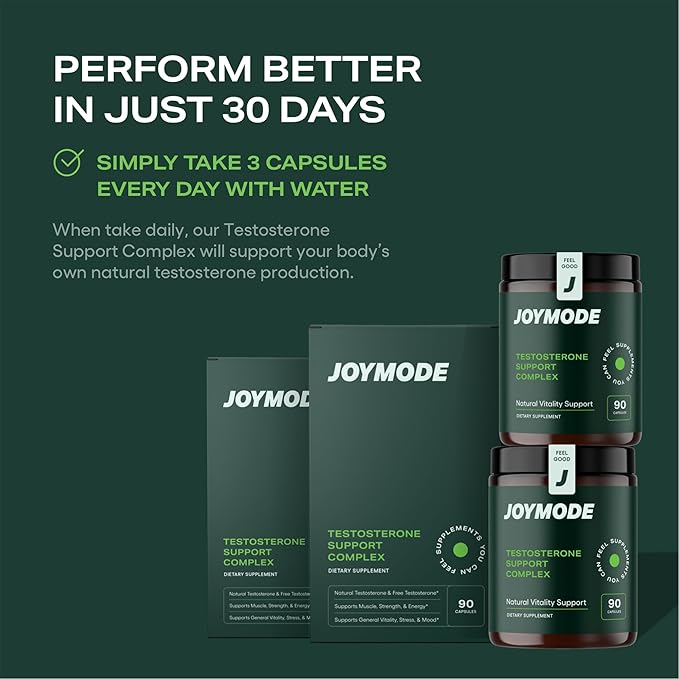 JOYMODE Testosterone Support Complex (180ct) - Natural Supplement for Men w/Ashwagandha, DIM, Magnesium, Zinc & Boron - Pack of 2