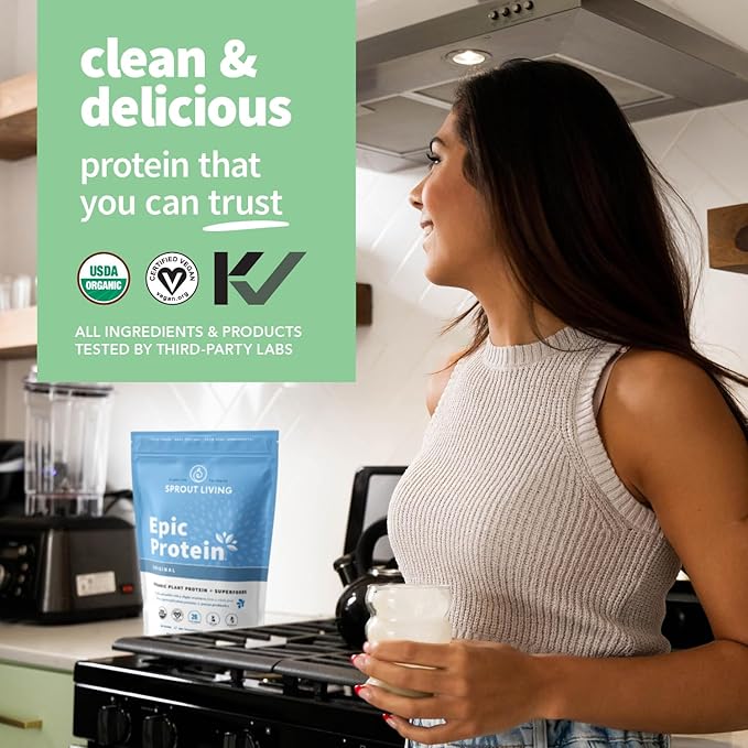 Plant Based Protein & Superfoods Powder, Original, Unflavored | Organic Protein Powder, Vegan, Non Dairy, Non-GMO, Gluten Free, Sugar Free, Perfect Keto Drink Mix (1 lb)