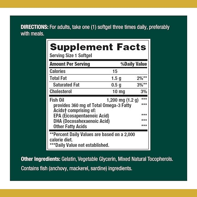 Nature's Bounty F.ish Oil, Supports Heart Health, 1200 Mg- 120 Ct - Rapid Release Softgels,…