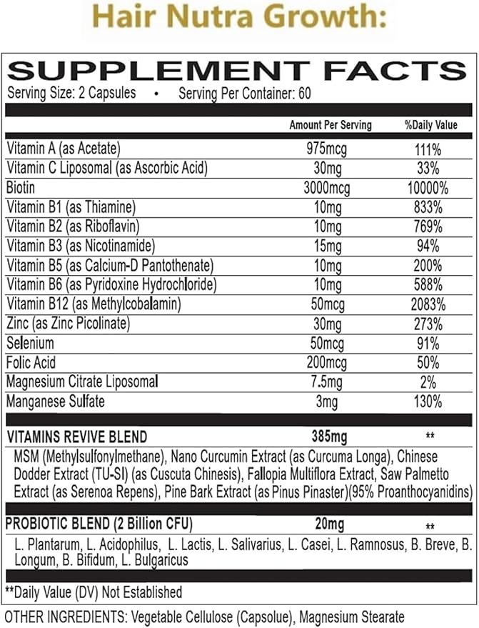 VITAMINS REVIVE Hair Supplement Hair Growth Vitamins for Women - USA Clinically Tested - Hair Loss Products for Thinning & Thickening - Female Hair Regrowth Treatment (1 Month Supply)