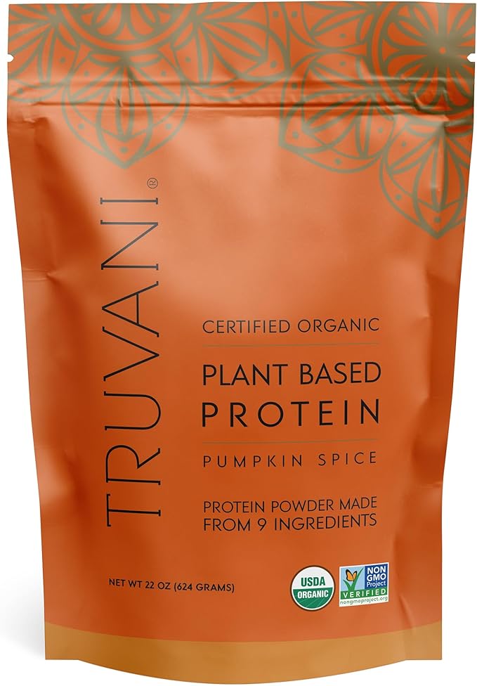 Truvani Vegan Pea Protein Powder | Pumpkin Spice | 20g Organic Plant Based Protein | 20 Servings | Keto | Gluten & Dairy Free | Low Carb | No Added Sugar