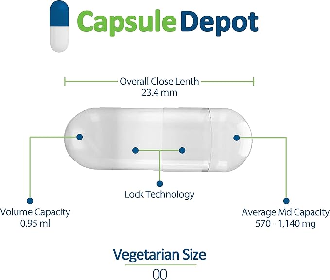 Clear Size 00 Empty Capsules - 10,000 Count Clear Empty Vegan Capsules - Vegetarian Empty Pill Capsules- DIY Vegetable Capsule Filling- Veggie Pill Capsules Empty Caps Pills