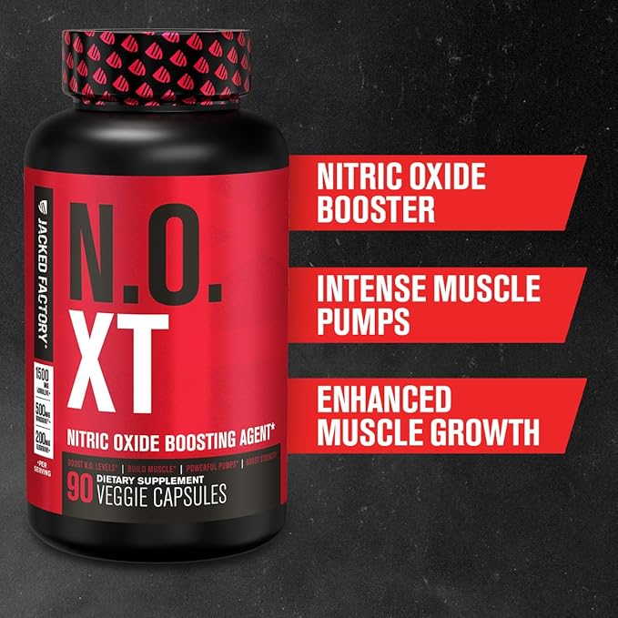 Jacked Factory N.O. XT Nitric Oxide Supplements for Men w/Nitrosigine L Arginine L Citrulline Supplement for Muscle Pumps & Vascularity - Pre Workout Nitric Oxide Booster & Muscle Builder - 180 Caps