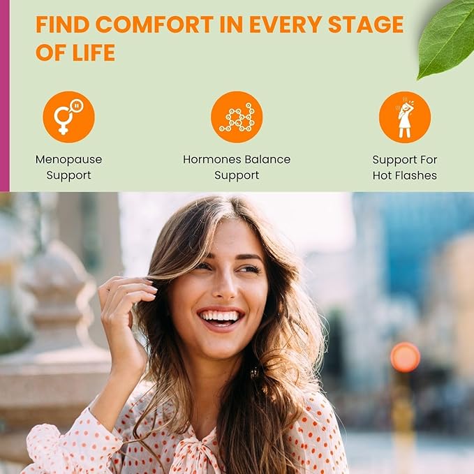 Hormones Balance & Menopause Supplements for Women, Menopause Relief - Support for Hot Flashes, Mood Swings w/Black Cohosh & Red Clover Halal Vitamins, 30 Servings