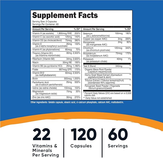 Nutricost Multivitamin for Men 120 Capsules (2 Bottles) - Vitamins and Minerals for The Healthy Man
