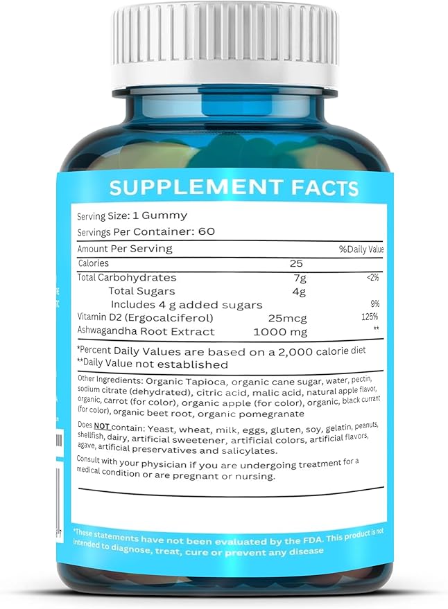 Discover Blissful Balance Ashwagandha Gummies with Vitamin D2 - Your Superfood Companion in 60 Delightful Gummies
