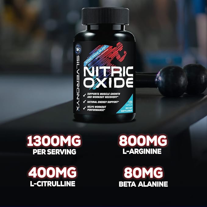 Extra Strength Nitric Oxide Supplement L Arginine 3X Strength - Citrulline Malate, AAKG, Beta Alanine - Premium Muscle Supporting Nitric Booster for Strength & Energy to Train Harder - 120 Capsules