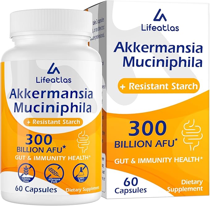 GLP-1 Supplement | 300 Billion AFU Akkermansia Muciniphila, Akkermansia Probiotic for Women Men, Akka Superbiotics for GLP-1 Production, Digestive, Gut, Immunity, Enhances Gut Lining Function, 60 Caps