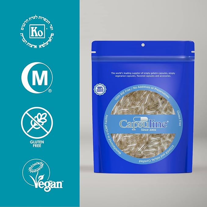 Capsuline Clear Size 1 Empty Vegetarian Capsules 5000 Count - 5000 Count