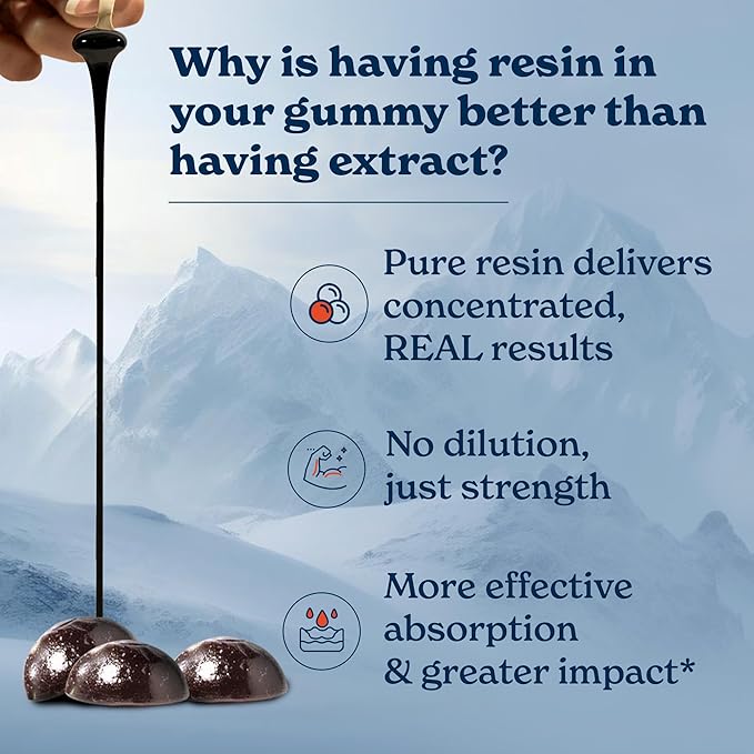 Pure Himalayan Shilajit Gummies with 100% Shilajit |High Potency Gold Grade| 60 Gummies for Energy Boost & Immune Support, 75%+ Fulvic Acid| Travel Friendly - Tamarind Flavor