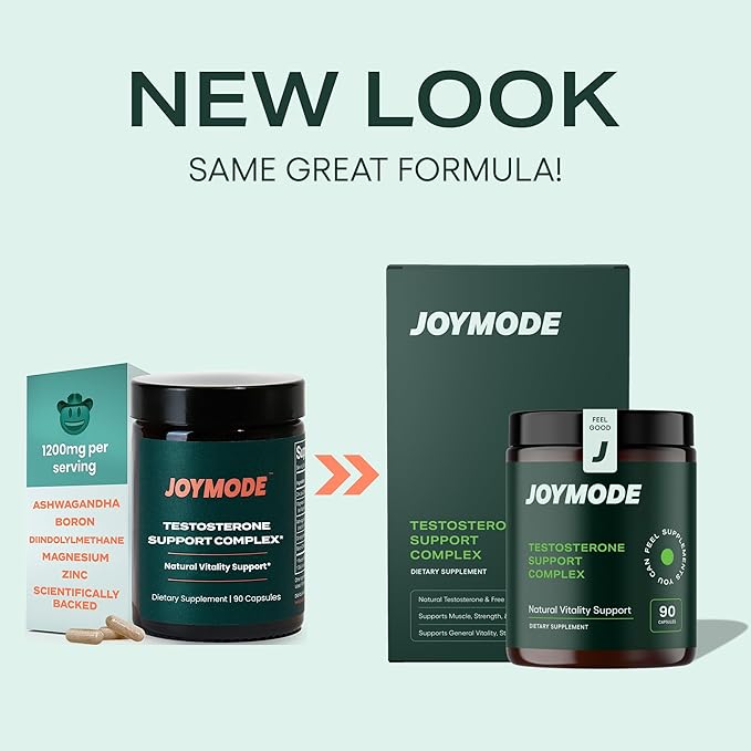 JOYMODE Testosterone Support Complex (90ct) -Natural Supplement for Men w/Ashwagandha, DIM, Magnesium, Zinc & Boron