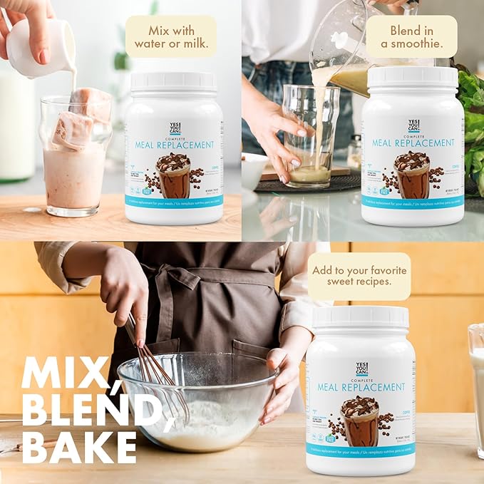 Yes You Can! Complete Meal Replacement - 15 Servings, 20g of Protein, 0g Added Sugars, 21 Vitamins and Minerals - All-in-One Nutritious Meal Replacement Shake (Coffee)