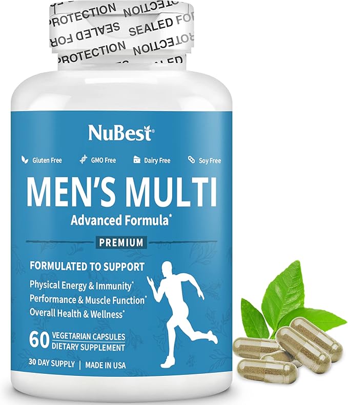 38-in-1 Capsules Asian Ginseng, Ashwagandha, Turmeric, Tongkat Ali, Saw Palmetto, Vitamins, Minerals, Herbals Supplement for Men by Men's Multi 18+ - Bones, Muscle Strength, Immune Support - Pack 3