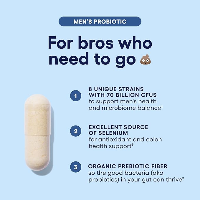 Physician's CHOICE Probiotics for Men - 70 Billion CFU - 8 Strains - w/Selenium & Organic Prebiotics - Supports Digestive Health, Microbiome, Colon, & Immune Health - Advanced Men's Probiotic - 30ct