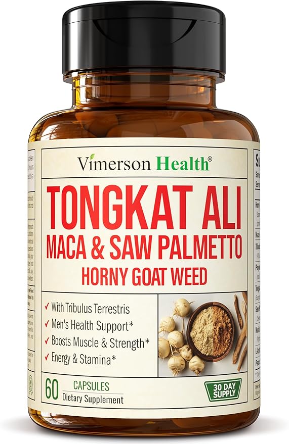 Tongkat Ali for Men - Healthy Testosterone Support. Balanced Energy Supplements for Men with Horny Goat Weed, Maca Root Powder, Tribulus Terrestris, Saw Palmetto Extract. Tongat-Ali for Men. 60 Caps