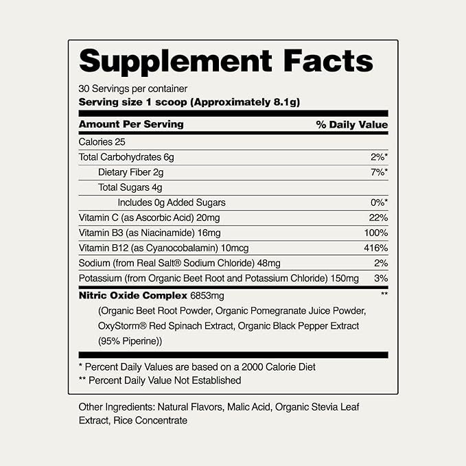 Snap Supplements USDA Organic Beet Root Powder, 3-in-1 Nitric Oxide Supplement, Support Healthy Blood Pressure and Blood Circulation, 250g (Mixed Berry)