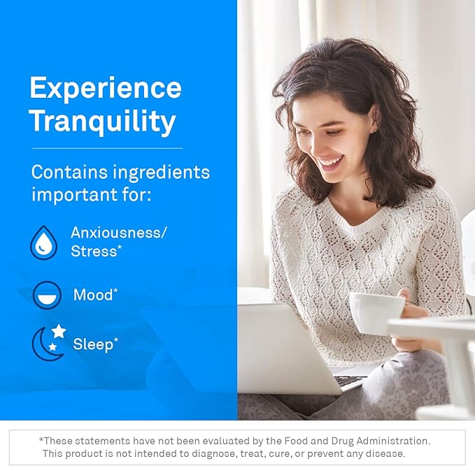NeuroScience Calm Aid & Mood Support Supplement - TravaGen - with L Tryptophan, L Theanine & Vitamin B12 Complex - Serotonin & GABA Neurotransmitter Supplement (120 Capsules)
