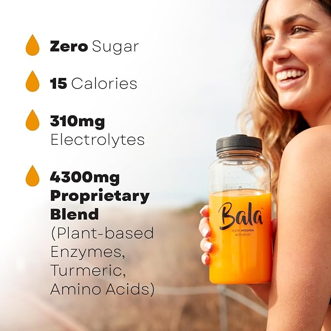 BALA Hydration Turmeric Drink Mix Packet | Sugar-Free Electrolyte Powder, Muscle Recovery, Immune Support, Joint Relief | Plant-Based Enzymes, Bromelain -Variety 1 Count (Pack of 30)