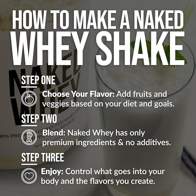 Naked Nutrition Whey Chocolate Peanut Butter Protein Powder, Grass Fed Whey, No GMO, No Soy, and Gluten Free. Nothing Artificial, Aid Growth and Recovery - 21 Servings