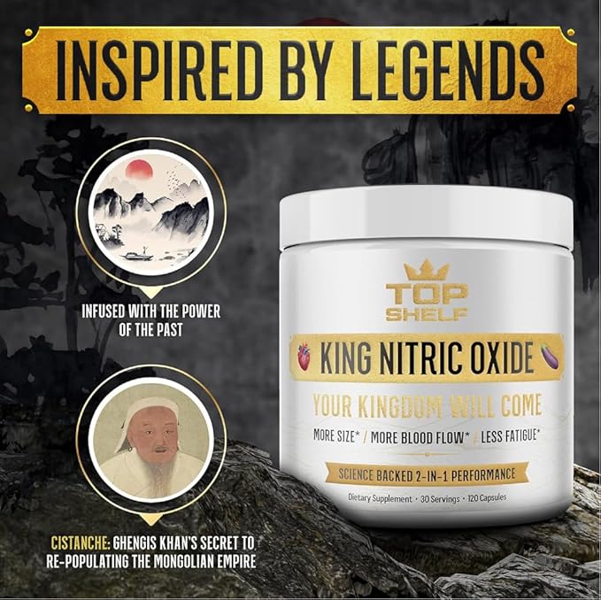 Join Top Shelf Grind Nitric Oxide Supplement for Men 6-in-1, Alpha Blood Flow, Stamina Booster, Strength, Energy, Endurance | 120 Capsules