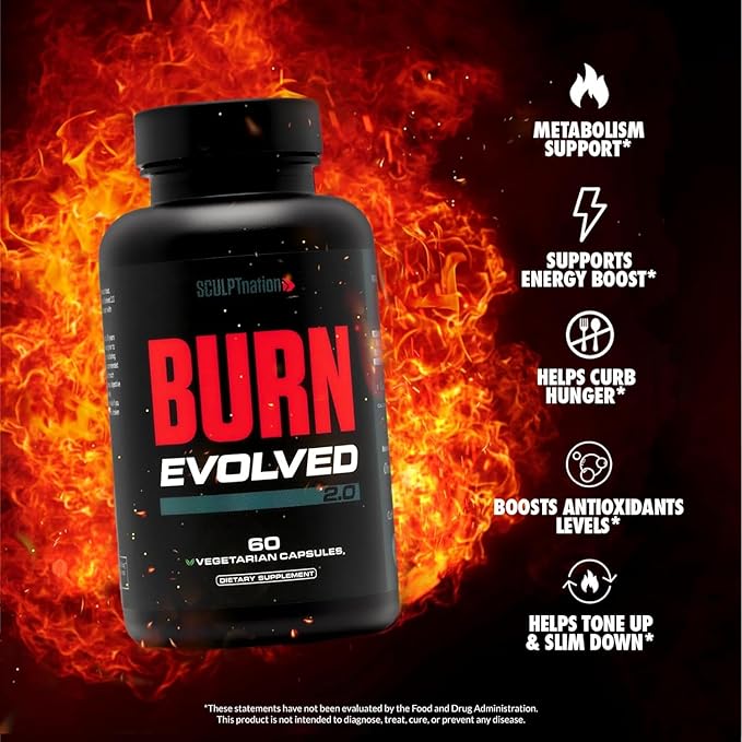 Sculpt Nation by V Shred Burn Thermogenic Fat Burner for Men & Women - Daytime Fat Burner Metabolism Booster - Premium Capsimax Cayenne Pepper, Chromax, Patented Ingredients - 60 Natural Veggie Pills