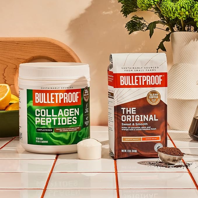Bulletproof Unflavored Collagen Peptides Powder with MCT Oil, 14.3 Ounces, Grass-Fed Collagen Protein for Skin, Bone and Joint Support, Pasture Raised, No Added Hormones