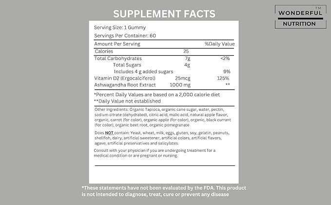 Discover Blissful Balance Ashwagandha Gummies with Vitamin D2 - Your Superfood Companion in 60 Delightful Gummies