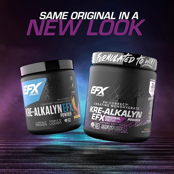 EFX Sports Kre-Alkalyn EFX Powder | pH Correct Creatine Monohydrate Powder Supplement | Strength, Muscle Growth & Performance | 110 Servings (Mango)