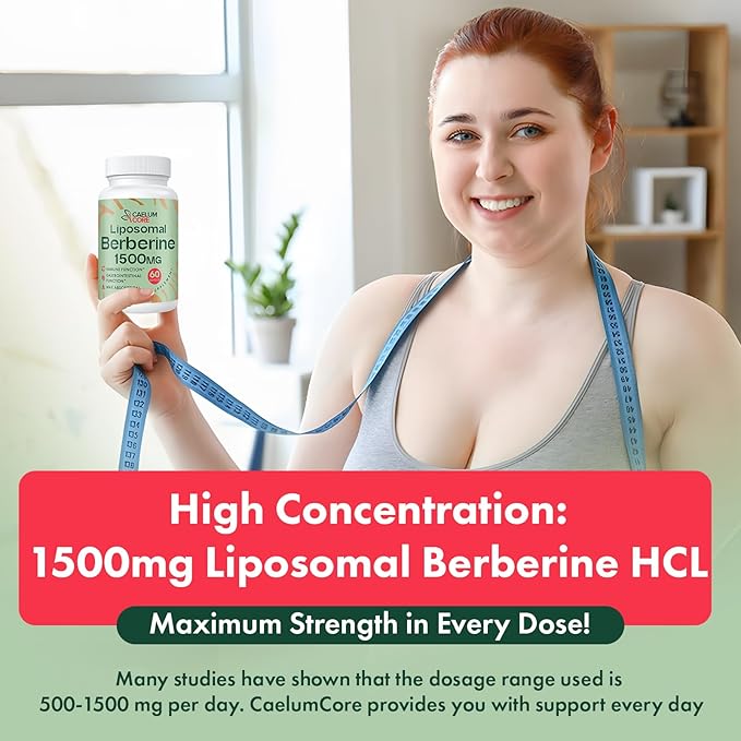 Liposomal Berberine HCL - Berberine 1500mg Activates AMPK & GLP-1, High Bioavailability Berberines Supplement for Women and Men, Berberine Plus Overall Health Support (1 Pack)
