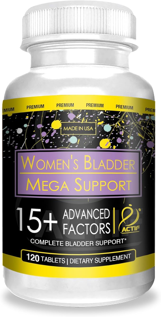 Actif Women's Bladder Mega Support with 15+ Factors, Non-GMO, for Bladder Control and Complete Bladder Support, Made in USA, 120 Count