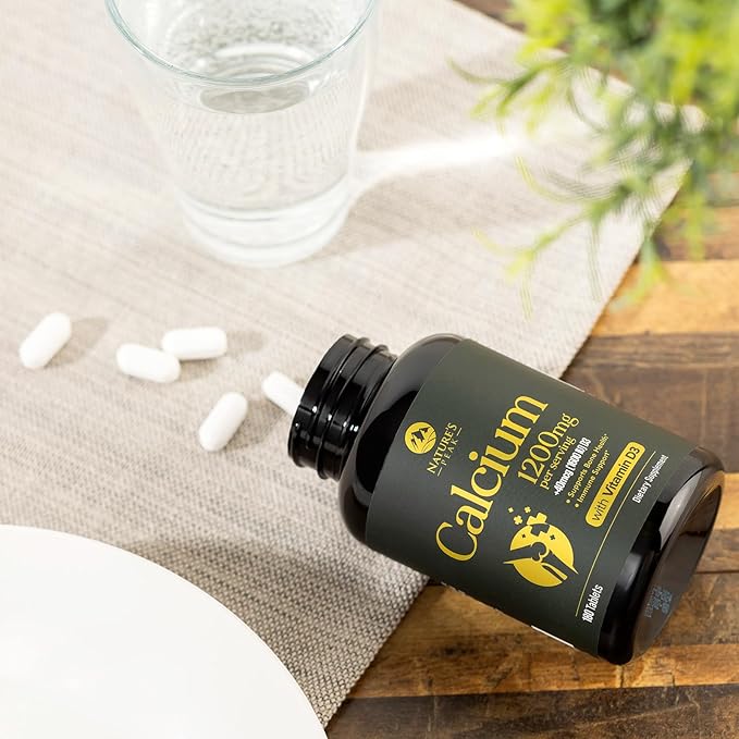Calcium 1200 mg with Vitamin D3, Calcium Supplement Vitamins, Bone, Teeth & Immune Health Support, Calcium Supplements with D for Women & Men, Nature's Absorbable Calcium Carbonate - 180 Tablets
