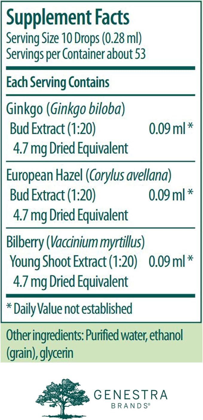 Genestra Brands Micro-gen | Gingko, European Hazel, and Bilberry Herbal Supplement | 0.5 fl. oz.