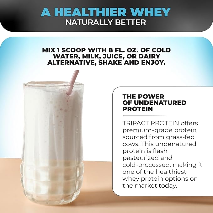 Nutrology TRIPACT Protein Powder, Vanilla Latte Cinnamon Flavor, 7-in-1 Meal Replacement Shake with Grass Fed Whey Protein Powder, Pea Protein Powder, Greens, Probiotics & BCAAs, 40 Servings