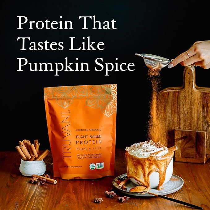 Truvani Vegan Pea Protein Powder | Pumpkin Spice | 20g Organic Plant Based Protein | 20 Servings | Keto | Gluten & Dairy Free | Low Carb | No Added Sugar