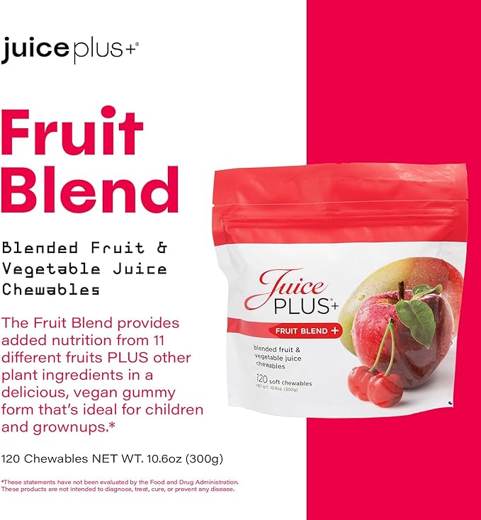 Juice Plus+ Fruit Blend Soft Chews (Chewables) - Boost Your Nutrition with 11 Fruits & Plant Ingredients - Vegan Gummy for Kids & Adults - Vitamins, Whole Food Nutrition - 1 Pouch (30 Adult Servings)