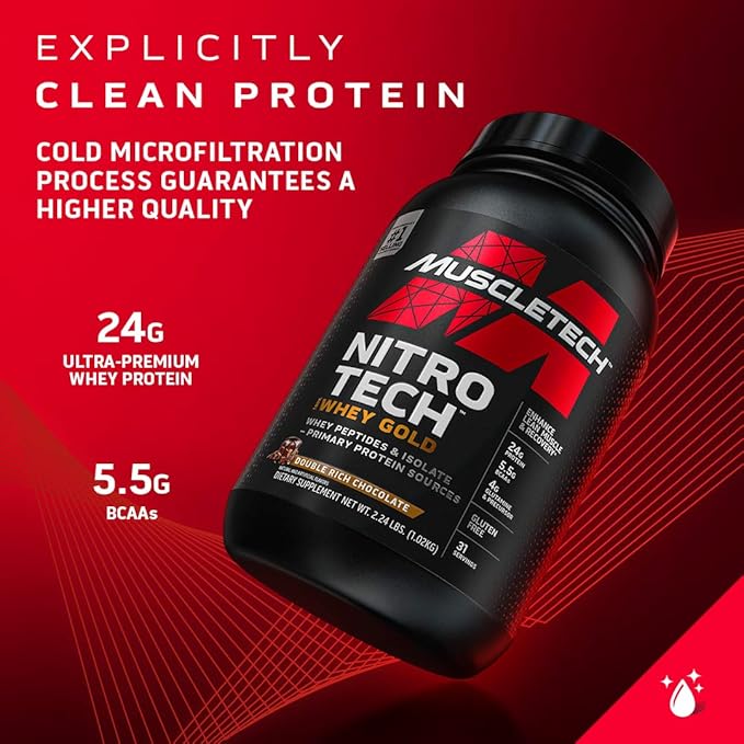 Muscletech Whey Protein Powder |MuscleTech Nitro-Tech Whey Gold Protein Powder |Whey Protein Isolate Smoothie Mix |Protein Powder for Women & Men |Cookies and Cream Protein Powder, 5 Pound (Pack of 1)