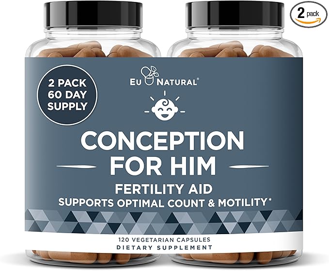 Conception For Him – Fertility Supplements for Men, Male Fertility Support & Prenatal – Optimal Sperm Count, Motility Strength – Ashwagandha, Folate Folic Acid, Magnesium, Zinc – 120 Veg Soft Capsules