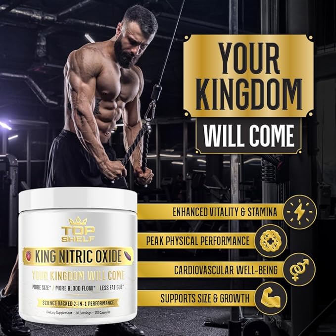Join Top Shelf Grind Nitric Oxide Supplement for Men 6-in-1, Alpha Blood Flow, Stamina Booster, Strength, Energy, Endurance | 120 Capsules