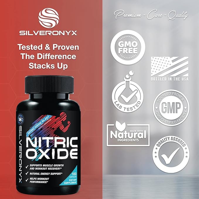 Extra Strength Nitric Oxide Supplement L Arginine 3X Strength - Citrulline Malate, AAKG, Beta Alanine - Premium Muscle Supporting Nitric Booster for Strength & Energy to Train Harder - 180 Capsules