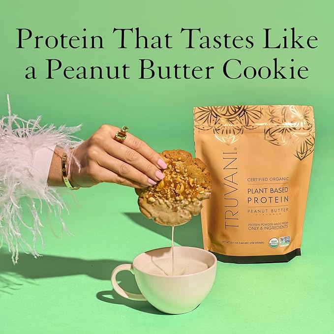 Truvani Vegan Pea Protein Powder | Peanut Butter | 20g Organic Plant Based Protein | 20 Servings | Keto | Gluten & Dairy Free | Low Carb | No Added Sugar