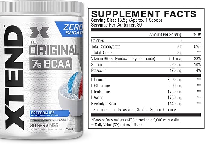 Xtend XTEND Original BCAA Powder 7g BCAA and 2.5g L-Glutamine, Sugar Free Post Workout Muscle Recovery Drink with Amino Acids for Men & Women, 30 Servings