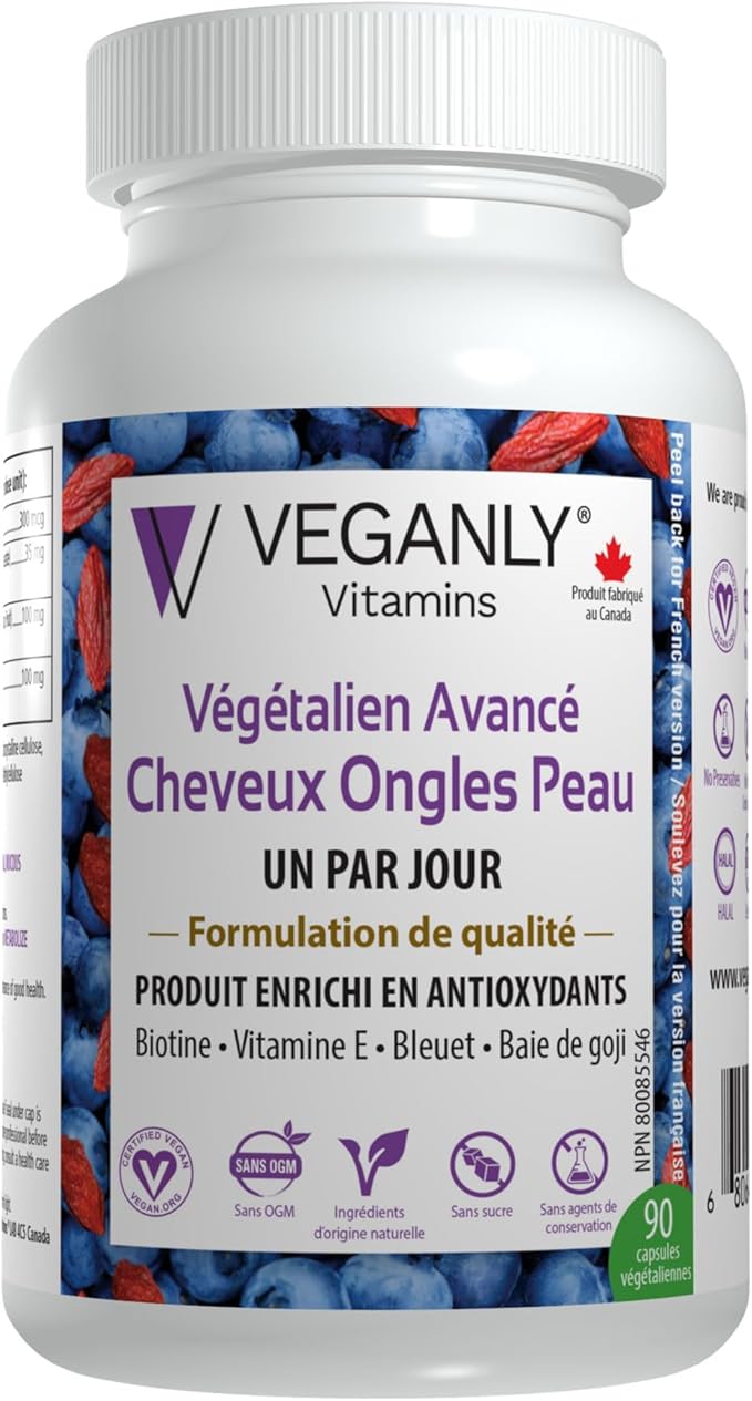 Vegan Advanced Hair Nail Skin One-Daily, 60 Veggie Caps -Antioxidant Enriched. Improve Hair, Improve Skin Health and Nail Health - Plant Based with Biotin & Natural Superfood