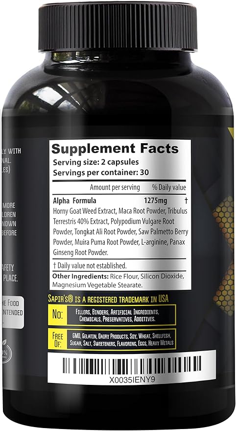 Alpha Enlargement Pills for Men - Increase 2 in 60 Days Male Enhancing Supplement - Horny Goat Weed Muscle Builder - Testosterone Booster for Men - Energy, Strength, Stamina, Endurance, Performance