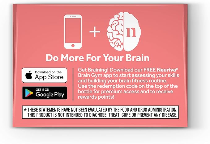 NEURIVA Original Decaffeinated Clinically Tested Nootropic Brain Supplement for Memory, Focus & Concentration, NeuroFactor & Phosphatidylserine, 28ct Capsules