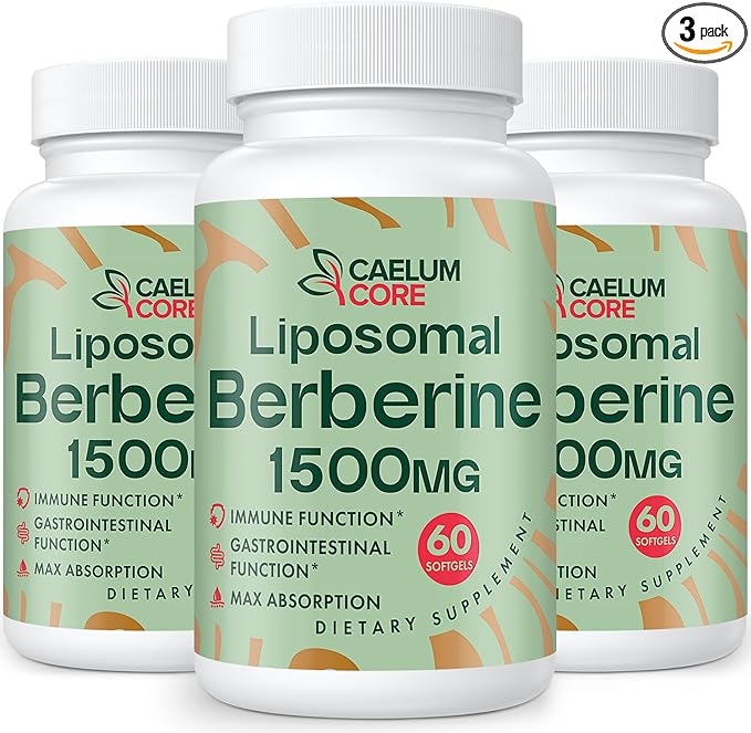 Liposomal Berberine HCL - Berberine 1500mg Activates AMPK & GLP-1, High Bioavailability Berberines Supplement for Women and Men, Berberine Plus Overall Health Support (3 Pack)