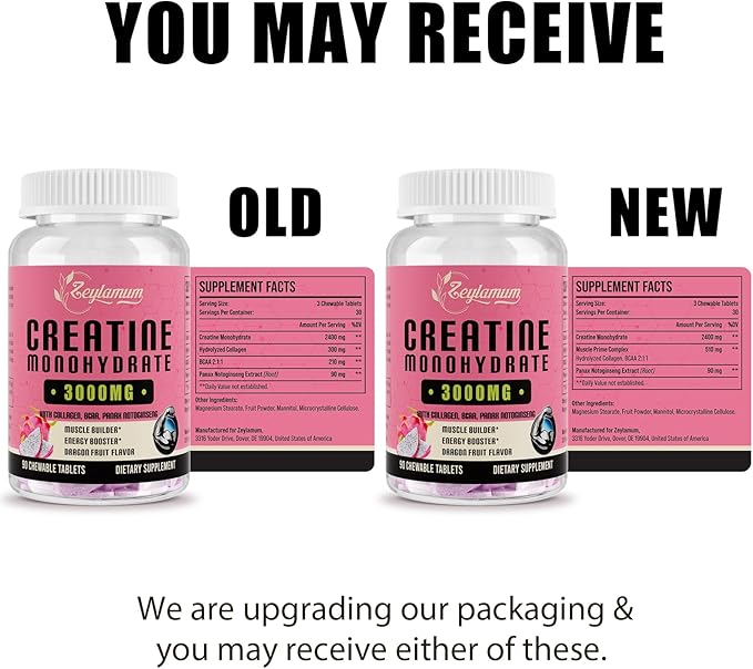 Creatine Monohydrate for Women, Creatine Supplement 3000 MG, with Hydrolyzed Collagen, BCAA, for Muscle Builder & Strength, Energy Boost, Faster recovery, Vegan, Non-GMO, Sugar Free, 30 Servings