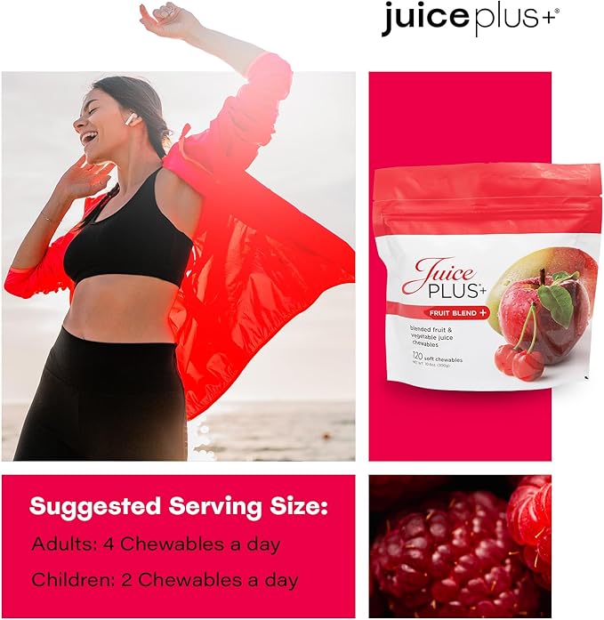 Juice Plus+ Fruit Blend Soft Chews (Chewables) - Boost Your Nutrition with 11 Fruits & Plant Ingredients - Vegan Gummy for Kids & Adults - Vitamins, Whole Food Nutrition - 1 Pouch (30 Adult Servings)