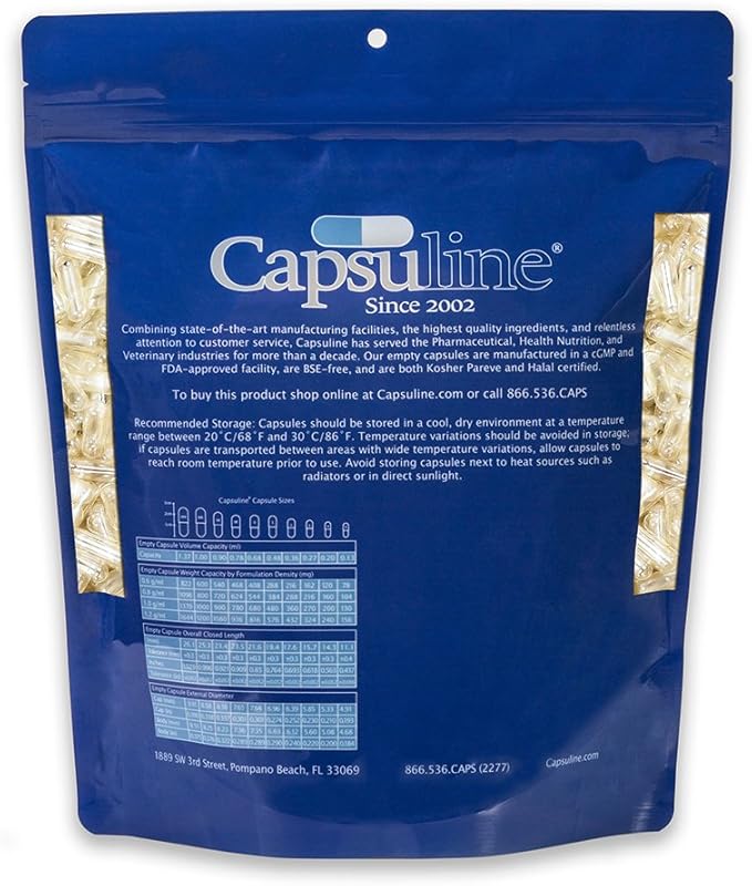 Capsuline Size 1 - Clear Empty Vegan Capsules - 5000 Count - Empty Veggie Pill Capsules - DIY Vegetable Capsule Filling - Empty Caps - Kosher and Halal Certified - Non-GMO Certified