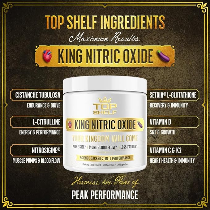 Join Top Shelf Grind Nitric Oxide Supplement for Men 6-in-1, Alpha Blood Flow, Stamina Booster, Strength, Energy, Endurance | 120 Capsules